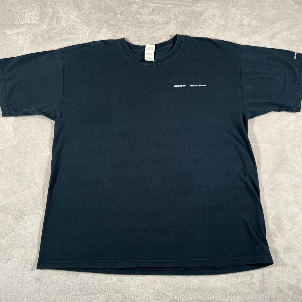 Vintage Microsoft TechNet Events Shirt XL Black Racing Graphic Tee Gildan Cotton